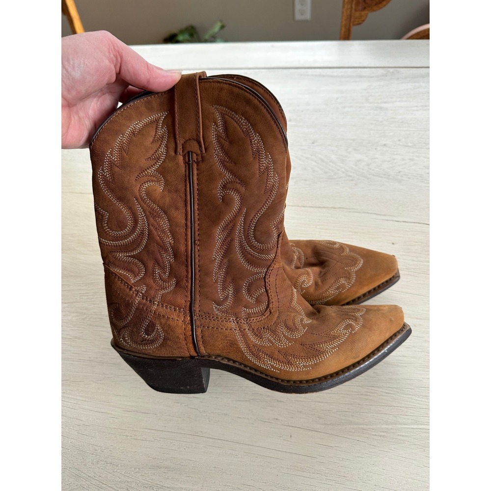 Womens Laredo Brown Leather‎ Western Cowboy Boots Embroidered Size 6.5